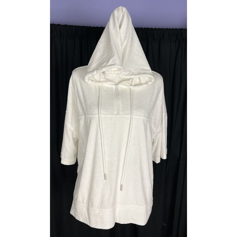 C&C California Off White Short Sleeve Hoodie Sweatshirt Size XL Womens‎